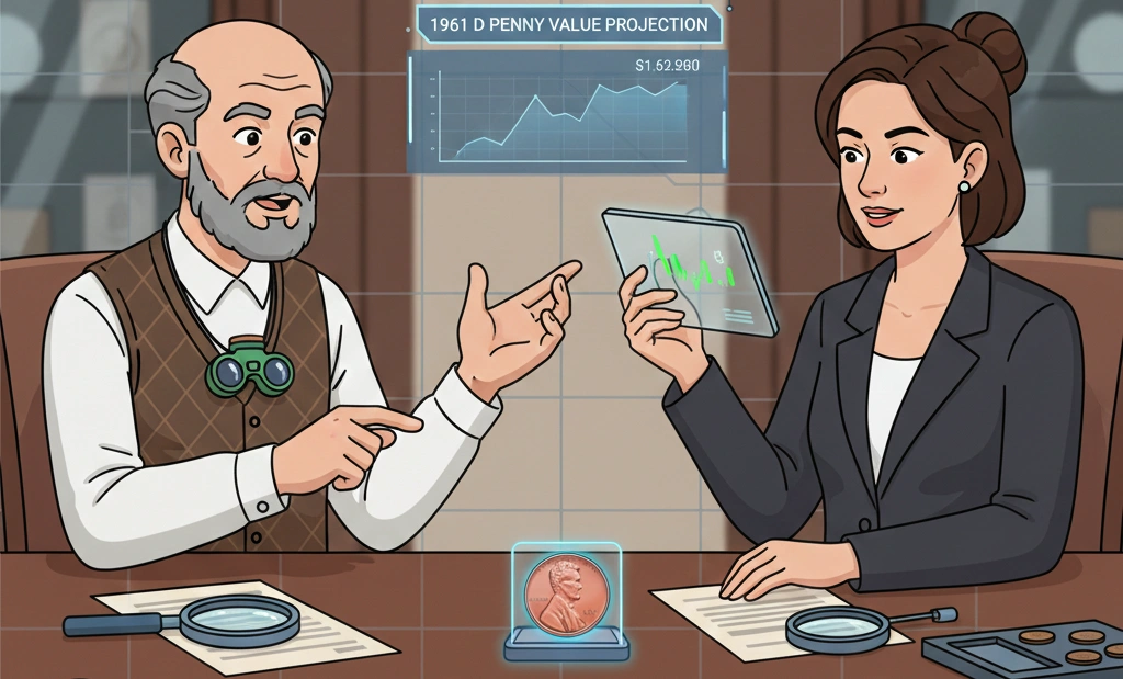 A collector negotiating the price of a 1961 D penny at a private table